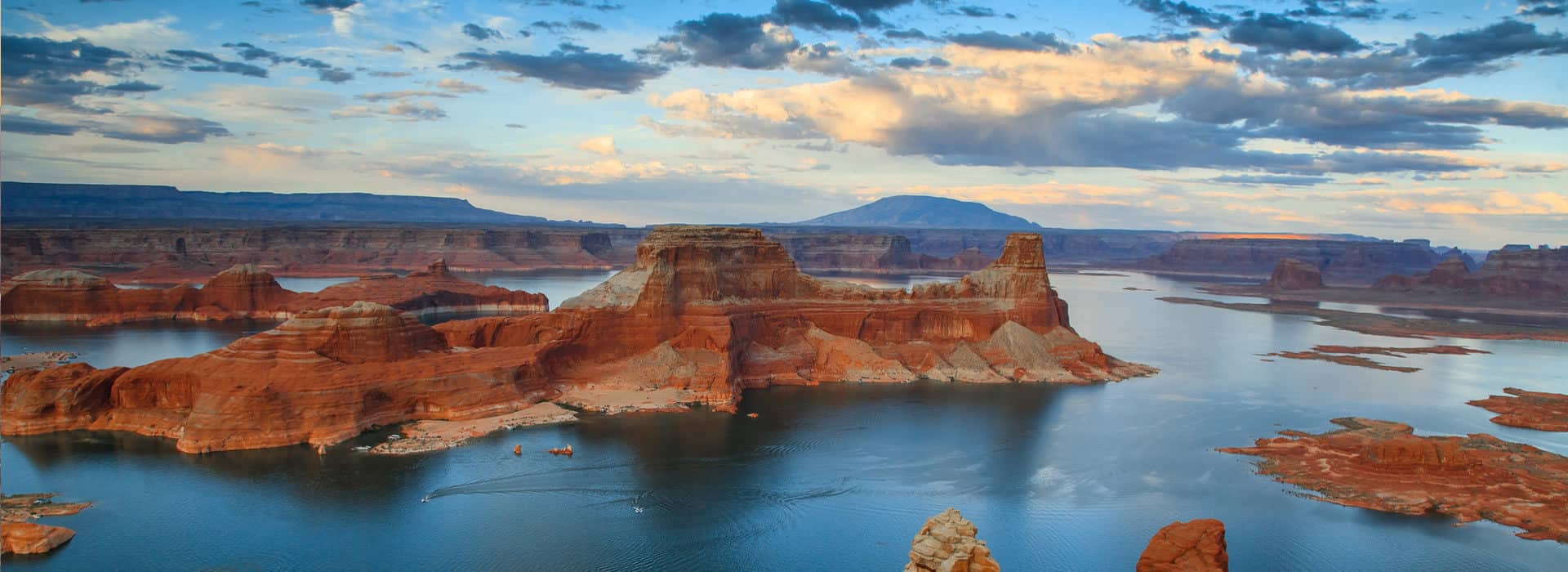 Gunsight Butte Desert Mountains Surrounded by Water at Alstrom Point Glen Canyon Recreational Area